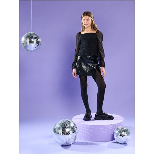 Sinsay - Spódnica mini z imitacji skóry - czarny ze sklepu Sinsay w kategorii Spódnice dziewczęce - zdjęcie 187348398