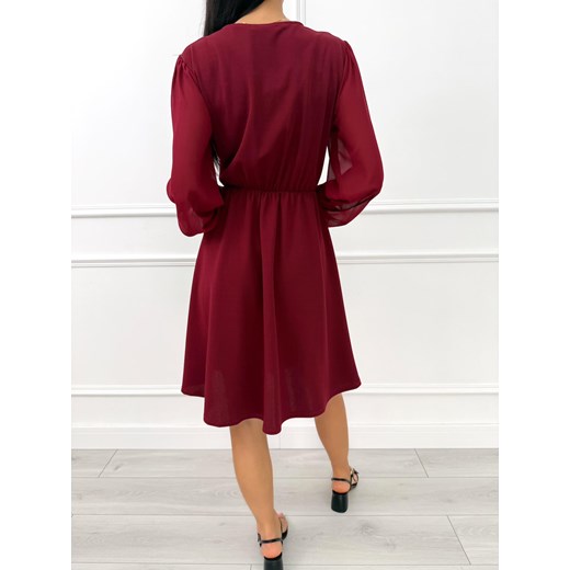Bordowa Sukienka z Wiązaniem Modnakiecka.pl 46 ModnaKiecka.pl