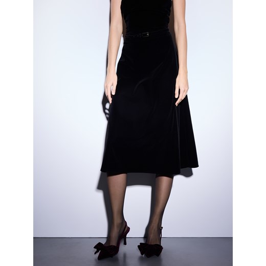 Mohito - Welurowa czarna spódnica midi - czarny Mohito 40 Mohito