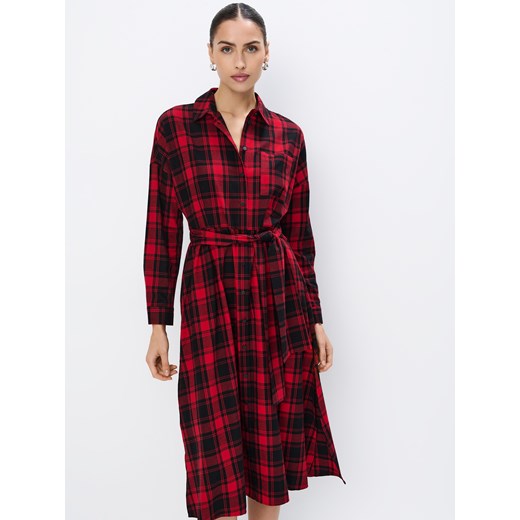 Mohito - Bawełniana sukienka midi - czerwony ze sklepu Mohito w kategorii Sukienki - zdjęcie 187349129