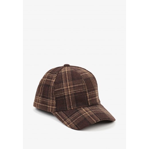 Brązowa Czapka z Daszkiem w Kratkę Venesse ze sklepu born2be.pl w kategorii Czapki z daszkiem męskie - zdjęcie 187349335