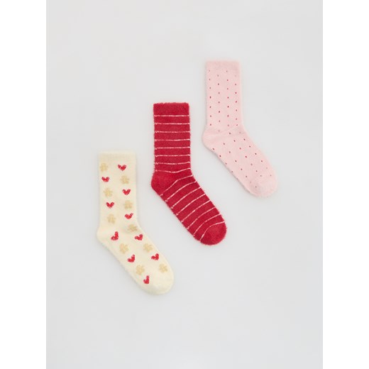 Reserved - Skarpetki ze świątecznym motywem 3 pack - złamana biel ze sklepu Reserved w kategorii Skarpetki damskie - zdjęcie 187349447