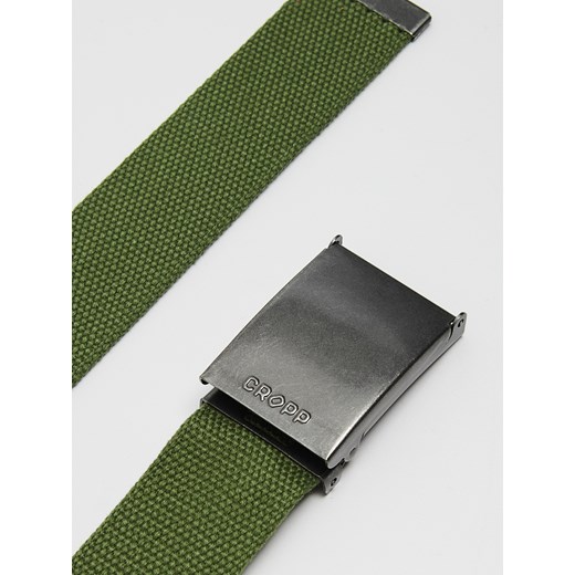 Cropp - Materiałowy zielony pasek z klamrą - zielony Cropp Uniwersalny Cropp