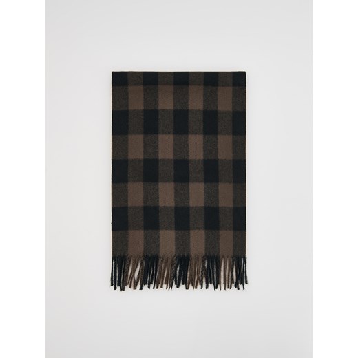 Reserved - Szalik w kratę z frędzlami - ciemnobrązowy ze sklepu Reserved w kategorii Szaliki męskie - zdjęcie 187351635