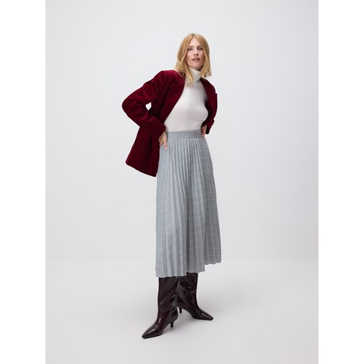 Reserved - Plisowana spódnica w kratę - ciemnoszary Reserved L Reserved