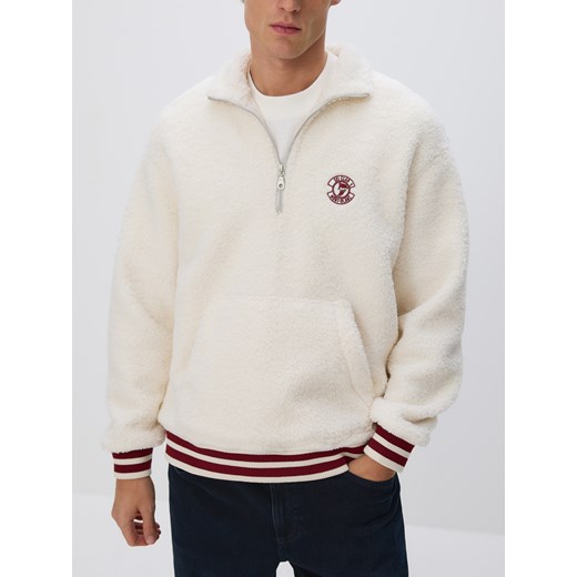 Reserved - Polarowa bluza ze stójką - złamana biel ze sklepu Reserved w kategorii Bluzy męskie - zdjęcie 187351839