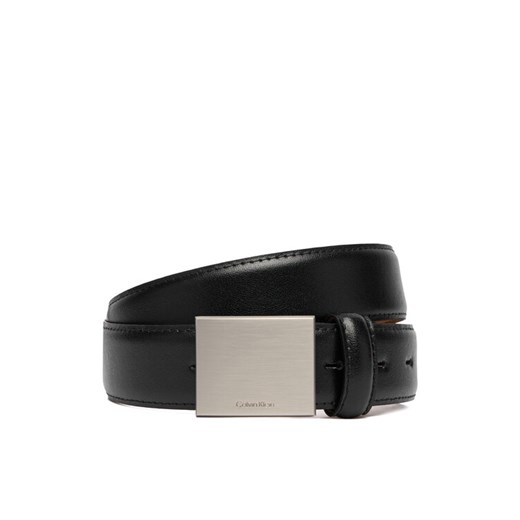 Pasek Męski Calvin Klein Logo Plaque Smooth 32Mm LV04D7030G Czarny ze sklepu eobuwie.pl w kategorii Paski męskie - zdjęcie 187352258