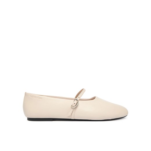 Baleriny Calvin Klein Oblique Ballerina Mj Lth Hdw HW0HW02847 Écru ze sklepu eobuwie.pl w kategorii Balerinki - zdjęcie 187352276