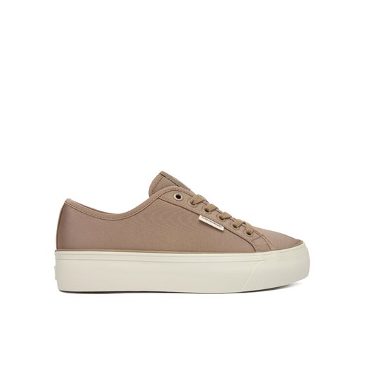 Sneakersy Calvin Klein Vulc Flatform Lace Up Moire YW0YW02012 Brązowy ze sklepu eobuwie.pl w kategorii Buty sportowe damskie - zdjęcie 187352278