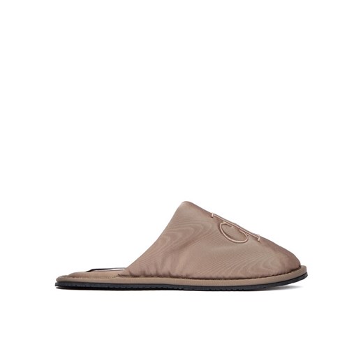 Kapcie Calvin Klein Jeans Slipper Satin Moire YW0YW02053 Beżowy ze sklepu eobuwie.pl w kategorii Kapcie damskie - zdjęcie 187352289