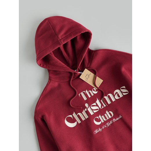 Reserved - Bluza ze świątcznym napisem - bordowy ze sklepu Reserved w kategorii Bluzy damskie - zdjęcie 187353618