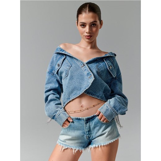 Sinsay - Szorty jeansowe low waist - niebieski ze sklepu Sinsay w kategorii Szorty - zdjęcie 187353876