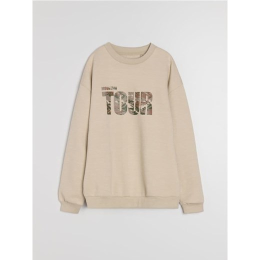 Sinsay - Bluza crewneck z napisem - beżowy ze sklepu Sinsay w kategorii Bluzy męskie - zdjęcie 187353889