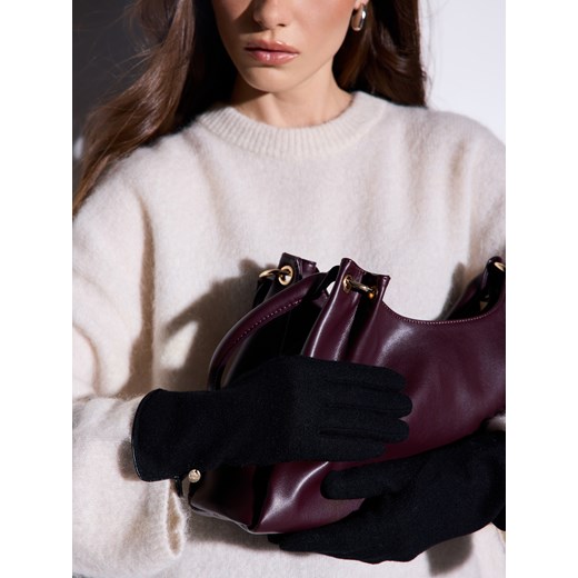 Mohito - Czarne rękawiczki z wełną - czarny ze sklepu Mohito w kategorii Rękawiczki damskie - zdjęcie 187354767