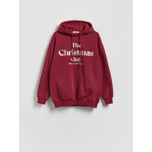 Reserved - Bluza ze świątcznym napisem - bordowy ze sklepu Reserved w kategorii Bluzy damskie - zdjęcie 187354919