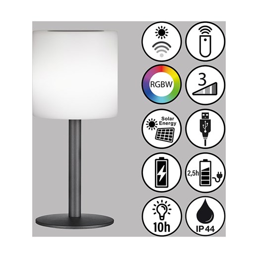 FISCHER &amp; HONSEL Solarna lampa stołowa LED &quot;Lesina&quot; w kolorze białym - wys. 30 x Ø 13 cm ze sklepu Limango Polska w kategorii Oświetlenie - zdjęcie 187355217