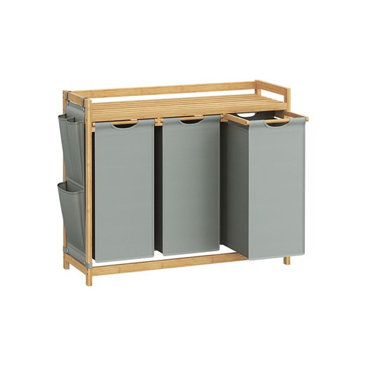 Songmics Kosz w kolorze jasnoszaro-jasnobrązowym na pranie - 94 x 78 x 33 cm ze sklepu Limango Polska w kategorii Akcesoria łazienkowe - zdjęcie 187355816