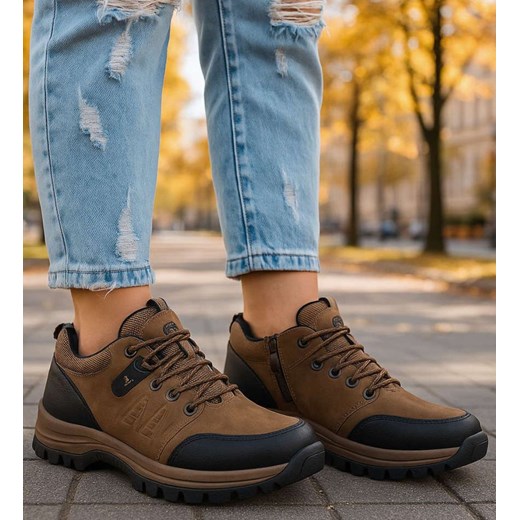 Grubo ocieplone wiązane buty trekkingowe /C5-2 18450 T585/ ze sklepu Pantofelek24.pl w kategorii Buty trekkingowe męskie - zdjęcie 187356499