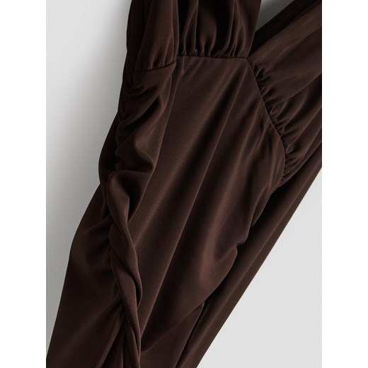 Reserved - Sukienka z marszczeniami - ciemnobrązowy Reserved L Reserved