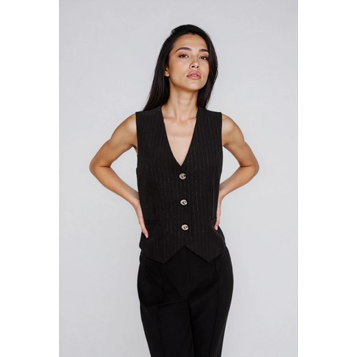 Kamizelka z ozdobnymi guzikami czarna ze sklepu Moodo.pl w kategorii Marynarki damskie - zdjęcie 187358085