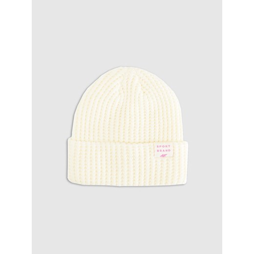 Dziewczęca czapka zimowa 4F 4FJRAW25ACAPF0810 - biała ze sklepu Sportstylestory.com w kategorii Czapki dziecięce - zdjęcie 187358796