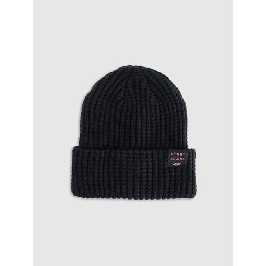 Dziewczęca czapka zimowa 4F 4FJRAW25ACAPF0810 - czarna ze sklepu Sportstylestory.com w kategorii Czapki dziecięce - zdjęcie 187358799