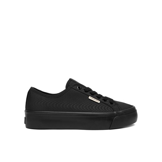 Calvin Klein Sneakersy Vulc Flatform Lace Up Moire YW0YW02012 Czarny ze sklepu MODIVO w kategorii Buty sportowe damskie - zdjęcie 187359367