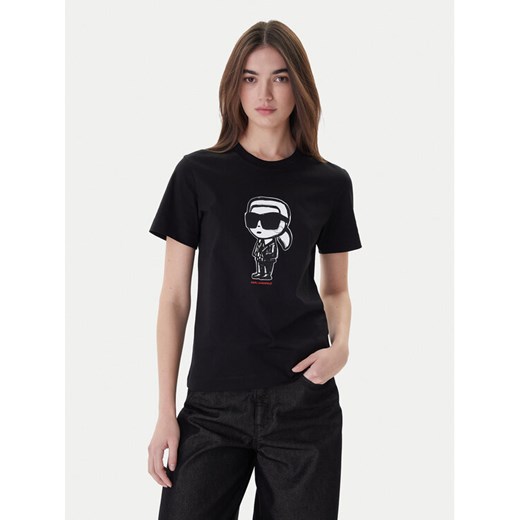KARL LAGERFELD T-Shirt A1W17126 Czarny Regular Fit ze sklepu MODIVO w kategorii Bluzki damskie - zdjęcie 187359505