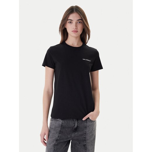 KARL LAGERFELD T-Shirt A1W17019 Czarny Regular Fit ze sklepu MODIVO w kategorii Bluzki damskie - zdjęcie 187359515
