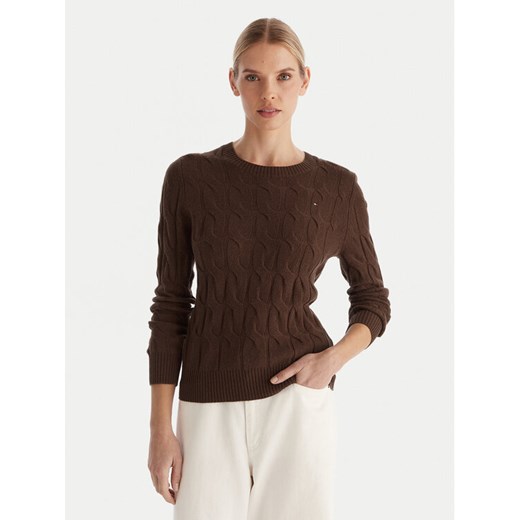 Tommy Hilfiger Sweter WW0WW43586 Brązowy Regular Fit ze sklepu MODIVO w kategorii Swetry damskie - zdjęcie 187359538