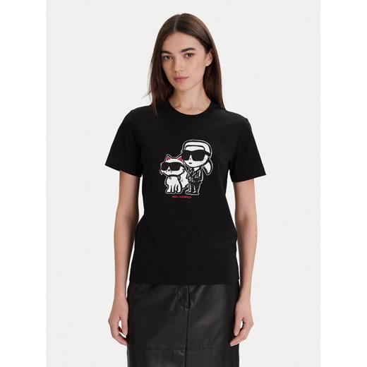 KARL LAGERFELD T-Shirt A1W17129 Czarny Regular Fit ze sklepu MODIVO w kategorii Bluzki damskie - zdjęcie 187359598