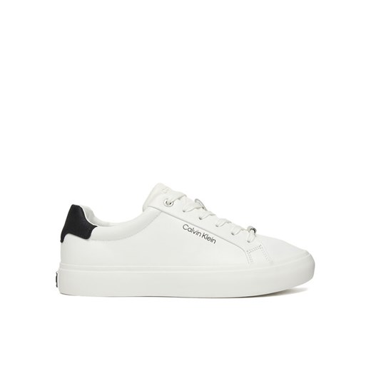 Calvin Klein Sneakersy Vulc Lace Up Lth/Moire Bt HW0HW02747 Biały ze sklepu MODIVO w kategorii Buty sportowe damskie - zdjęcie 187359616