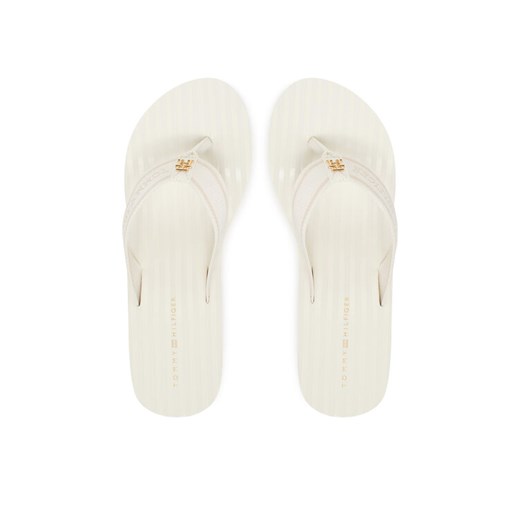 Tommy Hilfiger Japonki Th Stripes Wedge Beach Sandal FW0FW08521 Biały ze sklepu MODIVO w kategorii Klapki damskie - zdjęcie 187359646
