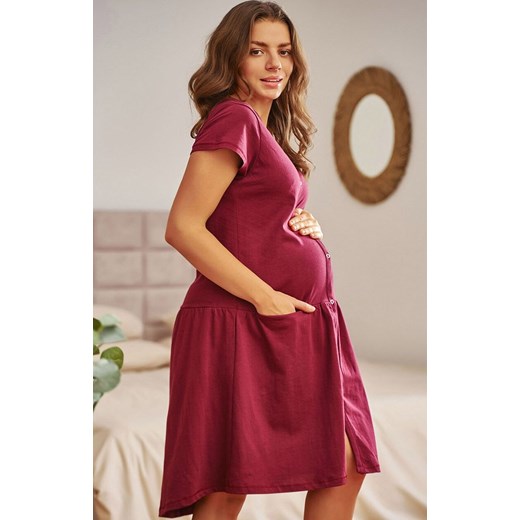 Doctor Nap ciążowa koszula nocna do karmienia TCB.9445.SANGRIA, Kolor burgund, Rozmiar S, Doctor Nap ze sklepu Primodo w kategorii Bielizna ciążowa - zdjęcie 187360706