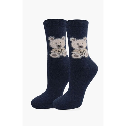 Skarpetki damskie z wełną i angorą z motywem misia granatowe Angora F32, Kolor granatowy, Rozmiar uniwersalny, Marilyn ze sklepu Primodo w kategorii Skarpetki damskie - zdjęcie 187360756