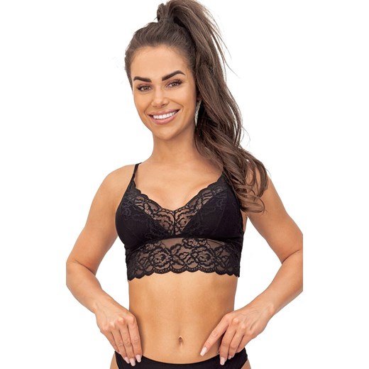 Donna czarny top koronkowy na ramiączkach 244, Kolor czarny, Rozmiar S, Donna ze sklepu Intymna w kategorii Biustonosze - zdjęcie 187361247