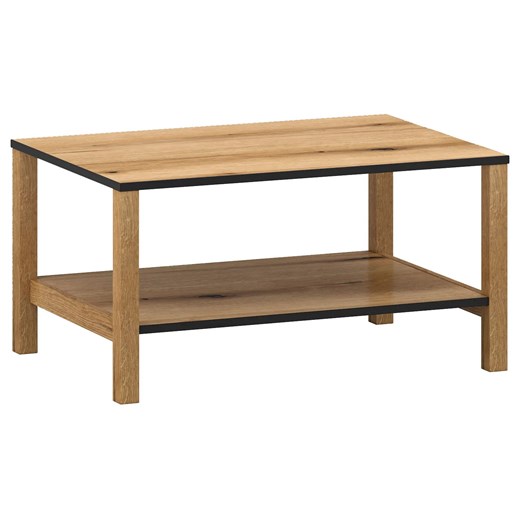 Prostokątna ława z półką dąb evok + czarny G0-R94 ze sklepu Edinos.pl w kategorii Stoły - zdjęcie 187361368