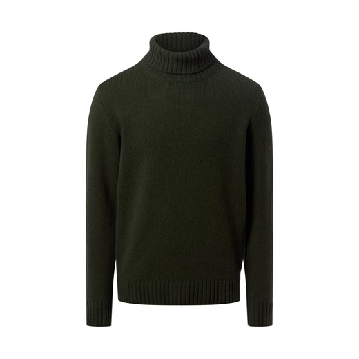 Nils Sundström Sweter męski Mężczyźni wełna ze strzyży oliwkowy jednolity ze sklepu vangraaf w kategorii Swetry męskie - zdjęcie 187363026