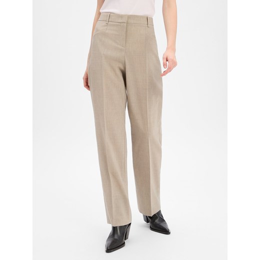 BOSS Damskie spodnie z wełny dziewiczej - Tilda9 Kobiety wełna ze strzyży beżowy marmurkowy ze sklepu vangraaf w kategorii Spodnie damskie - zdjęcie 187363047