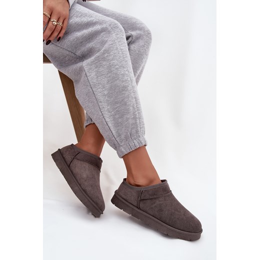 Damskie Śniegowce Ocieplane Futerkiem Ciemnoszare Serenne ze sklepu ZAZOO w kategorii Śniegowce damskie - zdjęcie 187363208