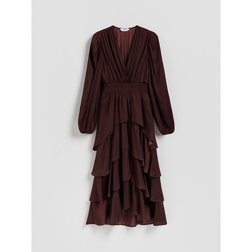 Reserved - Sukienka maxi w groszki - bordowy ze sklepu Reserved w kategorii Sukienki - zdjęcie 187363515