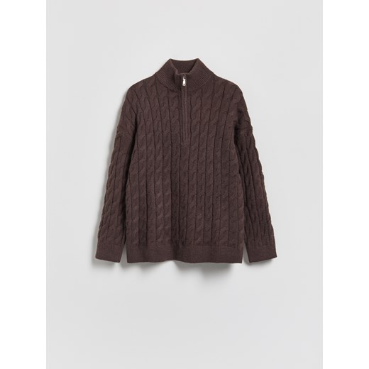 Reserved - Sweter z zapięciem na zamek - ciemnobrązowy ze sklepu Reserved w kategorii Swetry damskie - zdjęcie 187363709