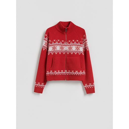 Reserved - Sweter z zapięciem na zamek - czerwony ze sklepu Reserved w kategorii Swetry damskie - zdjęcie 187363739