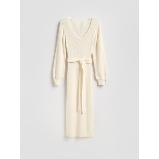 Reserved - Sukienka z wełną - złamana biel ze sklepu Reserved w kategorii Sukienki - zdjęcie 187363877