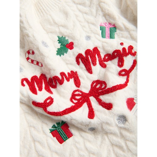 Reserved - Świąteczny sweter - złamana biel ze sklepu Reserved w kategorii Swetry dziewczęce - zdjęcie 187363987