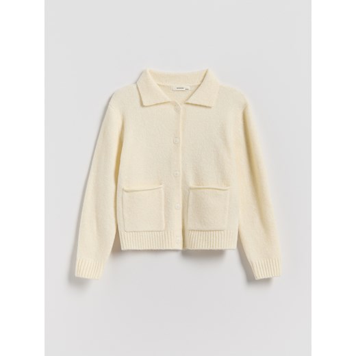 Reserved - Dzianinowy kardigan z domieszką wełny - złamana biel ze sklepu Reserved w kategorii Swetry dziewczęce - zdjęcie 187363998