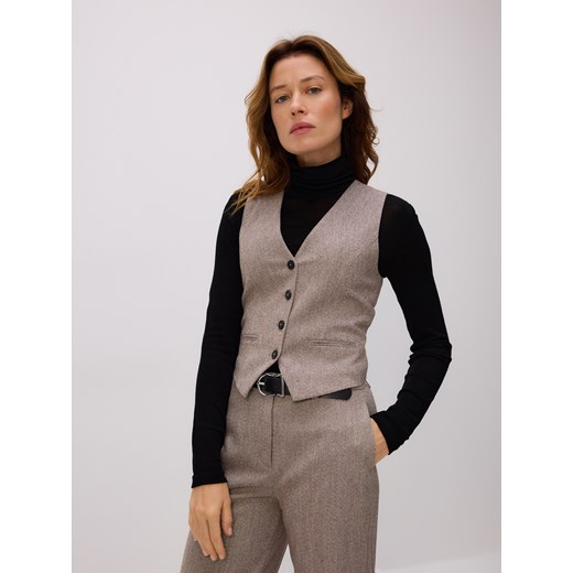 Reserved - Kamizelka w jodełkę - brązowy ze sklepu Reserved w kategorii Kamizelki damskie - zdjęcie 187364015