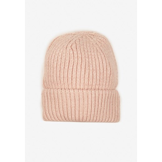 Różowa Czapka Beanie z Wiskozą z Prążkowanego Materiału Ozdobiona Metaliczną Nicią Temitana ze sklepu renee.pl w kategorii Czapki zimowe damskie - zdjęcie 187364109
