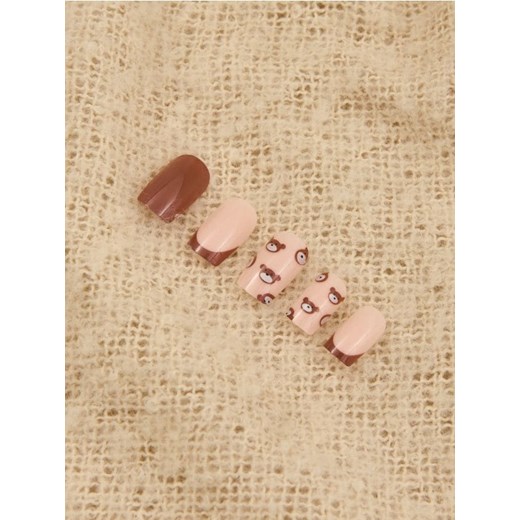 Sinsay - Sztuczne paznokcie kwadraty z motywem misia - brązowy ze sklepu Sinsay w kategorii Sztuczne paznokcie - zdjęcie 187364607