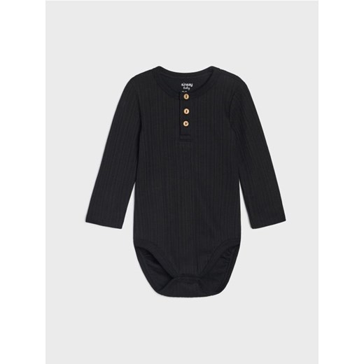 Sinsay - Bawełniane body z ozdobnymi guzikami - czarny ze sklepu Sinsay w kategorii Body niemowlęce - zdjęcie 187364619